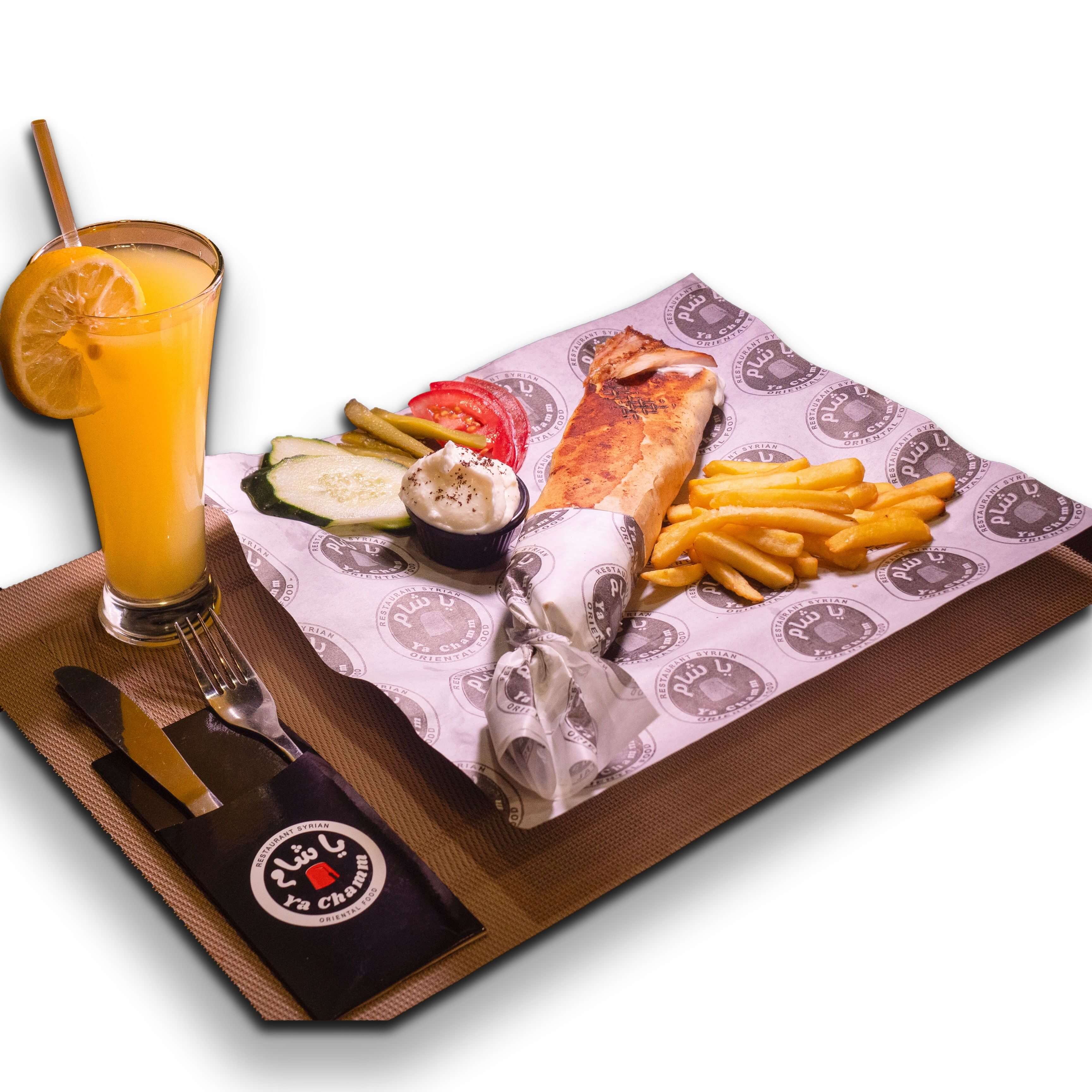 Menu spécial chawarma poulet